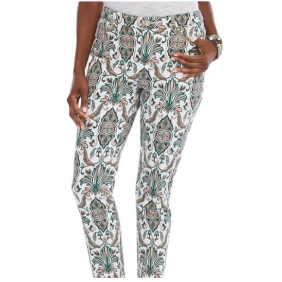 Chico's Denim - Chico’s So Slimming Girlfriend Slim Leg Ankle Patterned Denim Jeans US 10P